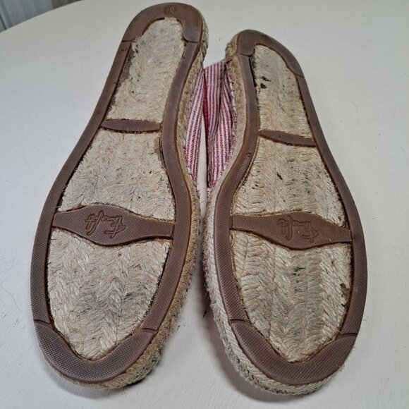 Franco Sarto Size 8.5 A-Whip Pink and White Striped Espadrilles Sequins Jute - Picture 8 of 10